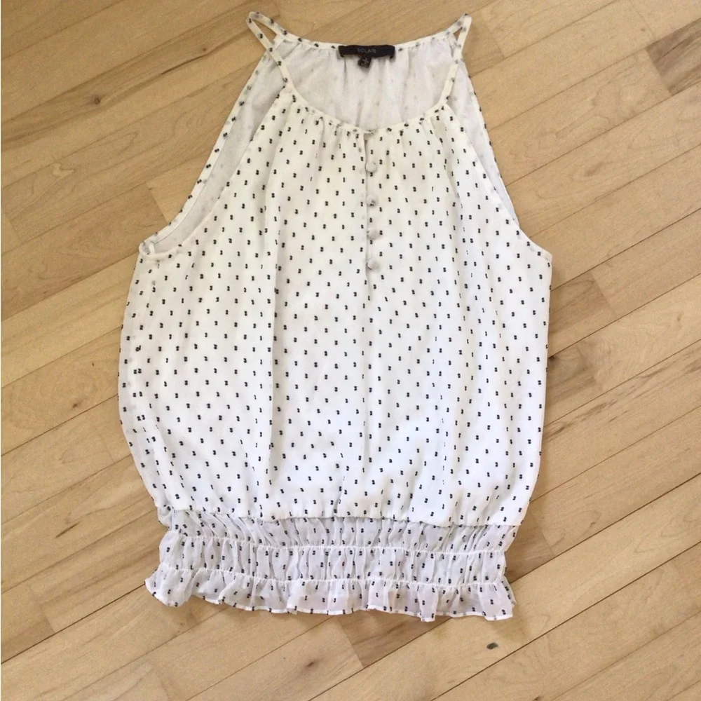 2/$10 White with black specks Sleeveless Top - Picture 4 of 4